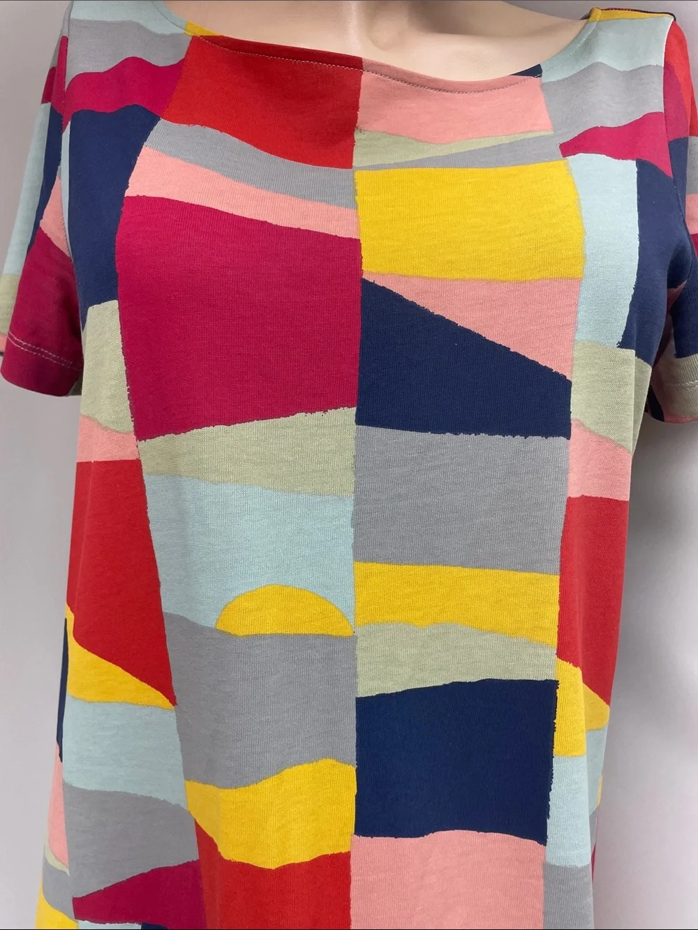 Tory Burch Colorblock Geometric Shift Mini Dress in Red, Yellow, Navy, Pink